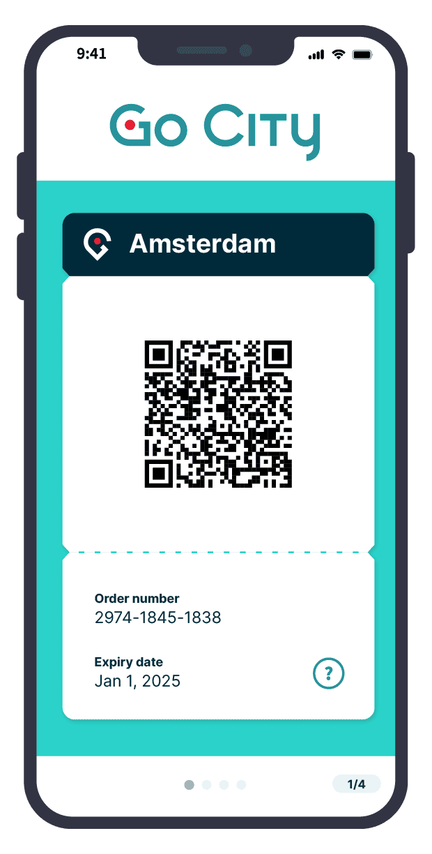 go-city-amsterdam-telefon Go City Amsterdam Pass auf einem Handy.