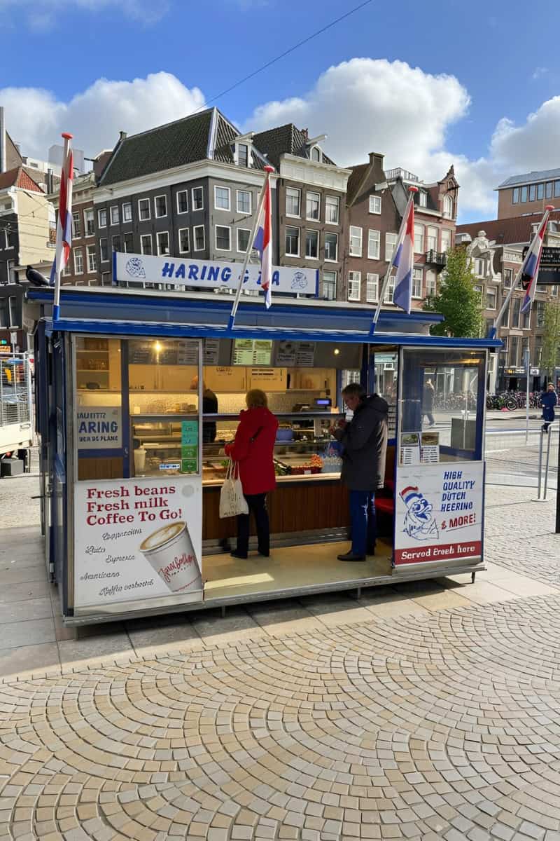 Es ist ein Klassiker, holländischen Hering in einem Heringsladen in Amsterdam zu probieren.